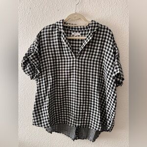 Black & White Swenson Popover Shirt in Double-Faced Gingham